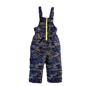 iXTREME Bib Snow Bib Snow Pants Toddler Camo Checked Blue Gray Black Sz 2T